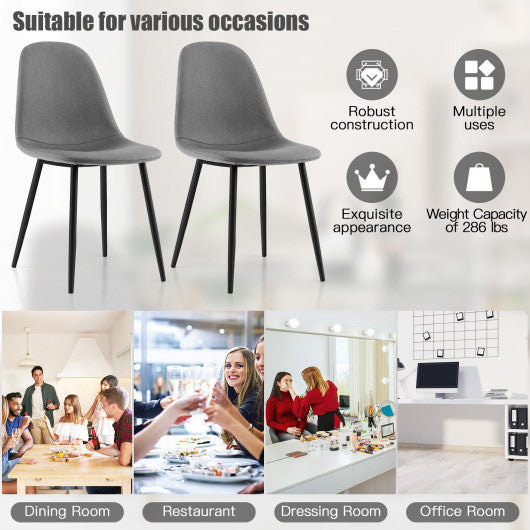 Costway Gray Dining Chairs Set of 2 with Black Metal Legs