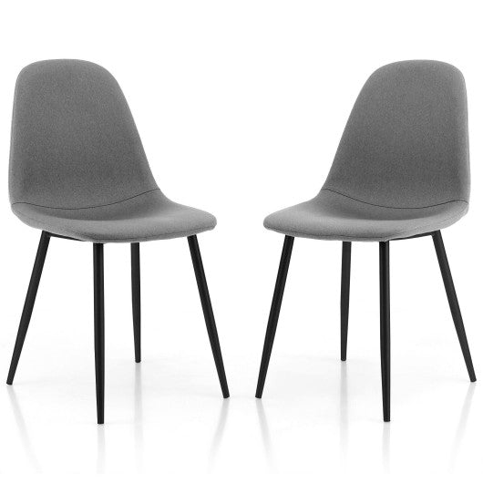 Costway Gray Dining Chairs Set of 2 with Black Metal Legs