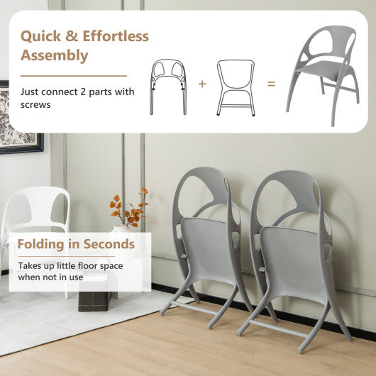 Costway Gray Folding Dining Chairs Set of 2 with Armrest and High Backrest
