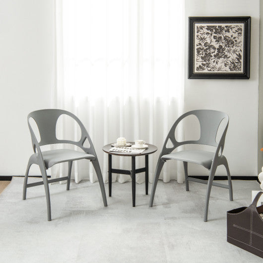 Costway Gray Folding Dining Chairs Set of 2 with Armrest and High Backrest