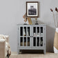 Costway Gray Glass Door Sideboard Console Storage Buffet Cabinet