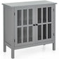 Costway Gray Glass Door Sideboard Console Storage Buffet Cabinet