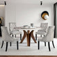Costway Gray Modern Upholstered Button-Tufted Dining Chair with Nail Trim