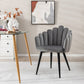 Costway Gray Modern Velvet Dining Chair with Metal Base and Petal Backrest