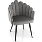 Costway Gray Modern Velvet Dining Chair with Metal Base and Petal Backrest