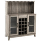 Costway Gray Storage Bar Cabinet with Framed Tempered Glass Door
