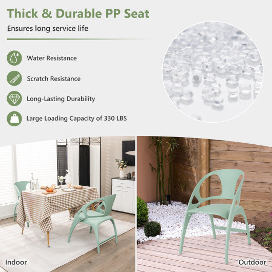 Costway Green Folding Dining Chairs Set of 2 with Armrest and High Backrest