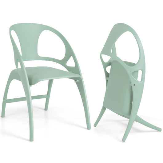 Costway Green Folding Dining Chairs Set of 2 with Armrest and High Backrest