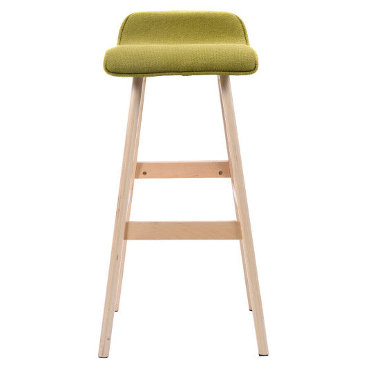 Costway Green Modern Wood Linen Bar Stool Dining Counter Barstools High Chair Furniture