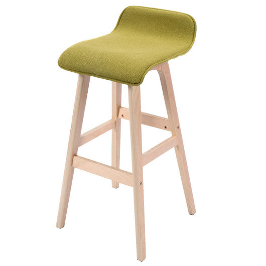 Costway Green Modern Wood Linen Bar Stool Dining Counter Barstools High Chair Furniture