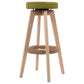Costway Green Round Wooden Linen Bar Stool Dining Counter Barstools High Chair Furniture