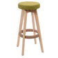 Costway Green Round Wooden Linen Bar Stool Dining Counter Barstools High Chair Furniture
