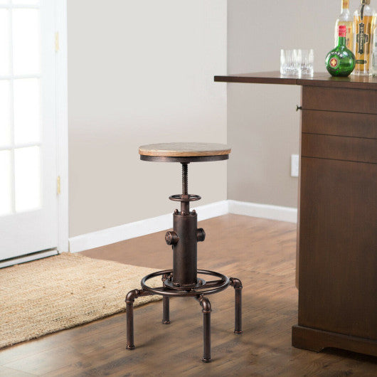 Costway Height Adjustable Backless Swivel Round Industrial Bar Stool