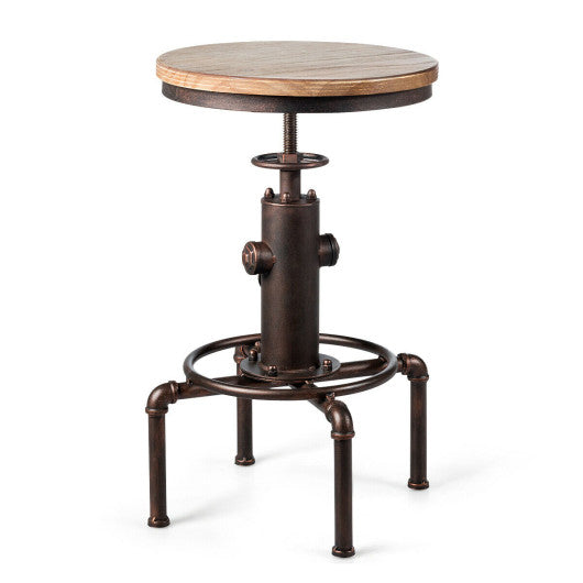 Costway Height Adjustable Backless Swivel Round Industrial Bar Stool