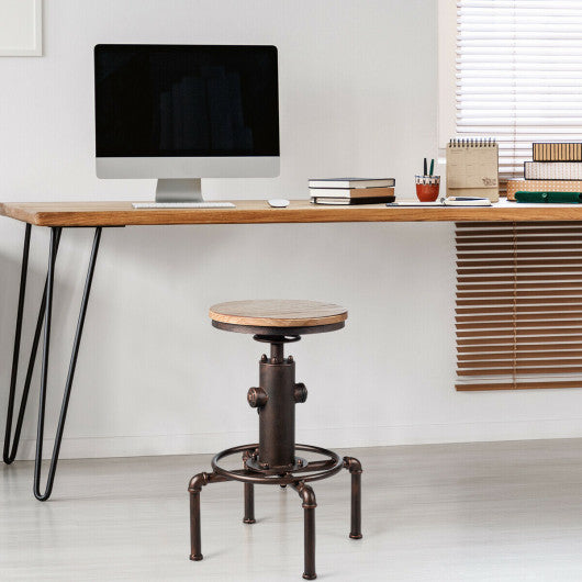 Costway Height Adjustable Backless Swivel Round Industrial Bar Stool
