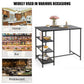 Costway Industrial Dining Bar Pub Table with Metal Frame and Storage Shelves