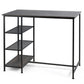 Costway Industrial Dining Bar Pub Table with Metal Frame and Storage Shelves