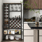 Costway Industrial Floor Wine Rack with 3 Rows of Stemware Racks