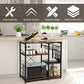 Costway Industrial Kitchen Baker's Rack Microwave Shelf with 6 Hooks