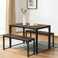 Costway Modern 3 Piece Dining Table with 2 Benches