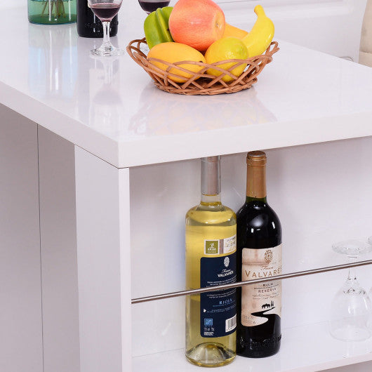 Costway Modern Bar Table with Storage Shelves