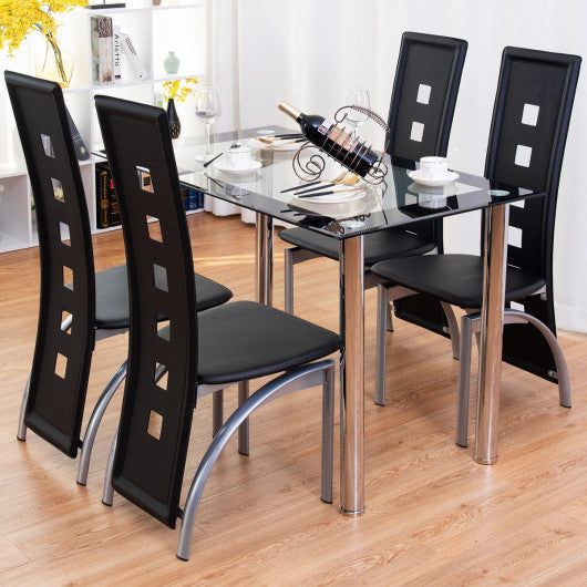 Costway Modern Dining Kitchen Tempered Glass Table