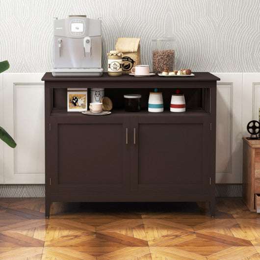 Costway Modern Practical and Beautiful Wooden Kitchen Lockers with Large Storage Space - Brown
