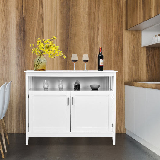 Costway Modern Practical and Beautiful Wooden Kitchen Lockers with Large Storage Space - White