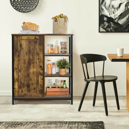 Costway Multipurpose Freestanding Storage Cabinet with 3 Open Shelves and Doors