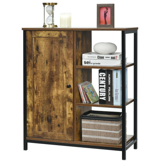 Costway Multipurpose Freestanding Storage Cabinet with 3 Open Shelves and Doors