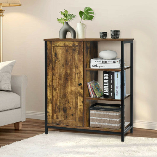 Costway Multipurpose Freestanding Storage Cabinet with 3 Open Shelves and Doors