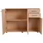 Costway Natural Color Large Storage Cabinet Cupboard with 2 Drawers