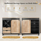 Costway Natural Kitchen Buffet Sideboard with Sliding Barn Door 2 Drawers and Wine Rack