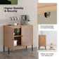 Costway Natural Kitchen Sideboard with 2 Rattan Doors and Adjustable Shelf