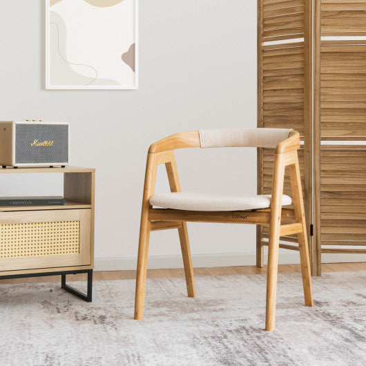 Costway Natural Leisure Bamboo Dining Chair with Curved Back and Anti-slip Foot Pads