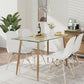 Costway Natural Modern Glass Rectangular Dining Table with Metal Legs