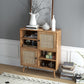Costway Natural Rattan Buffet Cabinet with 2 Doors and 2 Cubbies