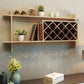 Costway Natural Wall Mount Wine Rack with Glass Holder & Storage Shelf