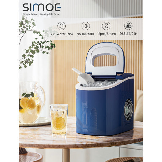 Costway Navy Mini Portable Compact Electric Ice Maker Machine