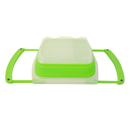 Costway New Collapsible Over the Sink Dish Drainer Colander Expand & Collapse Green&Gray-gray