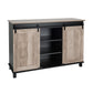 Costway Oak Kitchen Buffet Sideboard with 2 Sliding Barn Doors for Dining Living Room