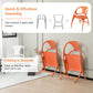 Costway Orange Folding Dining Chairs Set of 2 with Armrest and High Backrest
