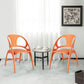 Costway Orange Folding Dining Chairs Set of 2 with Armrest and High Backrest
