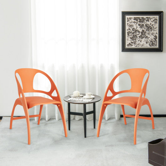 Costway Orange Folding Dining Chairs Set of 2 with Armrest and High Backrest