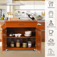 Costway Orange Rolling Kitchen Island Cart with Towel and Spice Rack