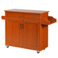 Costway Orange Rolling Kitchen Island Cart with Towel and Spice Rack