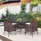 Costway Outdoor 5 Pieces Dining Table Set with 1 Table and 4 Single Sofas