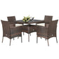 Costway Outdoor 5 Pieces Dining Table Set with 1 Table and 4 Single Sofas