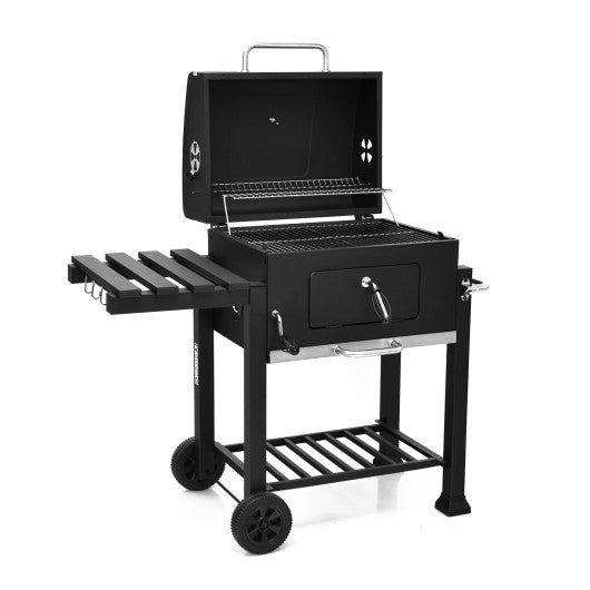 Costway Outdoor Portable Charcoal Grill with Side Table