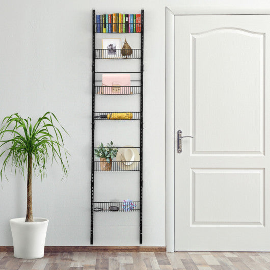 Costway Over the Door Pantry Organizer Rack with Adjustable Door Hook and 6 Basket